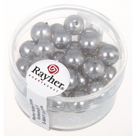Perles en verre Renaissance 8 mm 8 mm. boîte 25 pces. mi-tra<br />gris argente