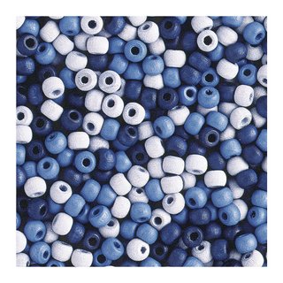 Perles en bois, mates, 6 mm<br />Teintes bleues