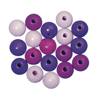 Perles en bois, polies, 16 mm ø<br />teinte lilas