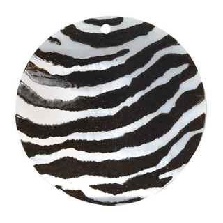 Element bijou nacre Rondelle 40 mm peint main Zebre, piece<br />nacre