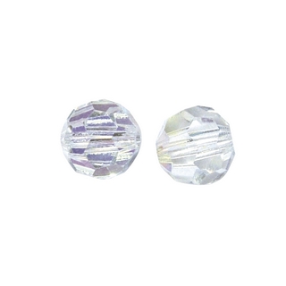 Perles rondes en verre facettees, 6 mm ø<br />cristal de roche