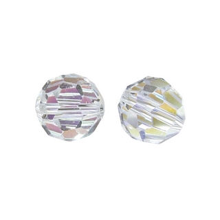 Perles rondes en verre facettees, 8 mm ø<br />cristal de roche
