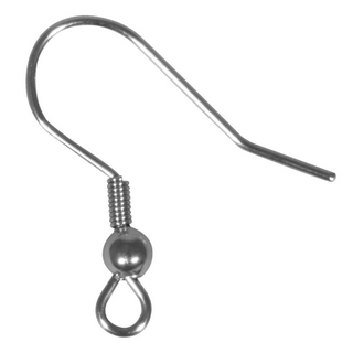 Crochets d'oreille en acier inox, 20mm, sachet 4 pces<br />platine