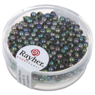 Perles de cire, 3 mm ø<br />noir irise
