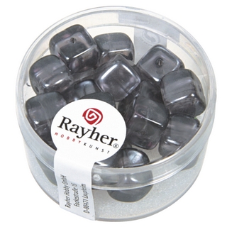 Perles en verre-Cube 8x9 mm<br />anthracite