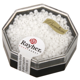Premium-rocailles, 2,2 mm ø opaque<br />blanc, boîte 12 g