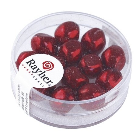 Perle Renaissance 9 mm ø. boîte 13 pces rouge classique