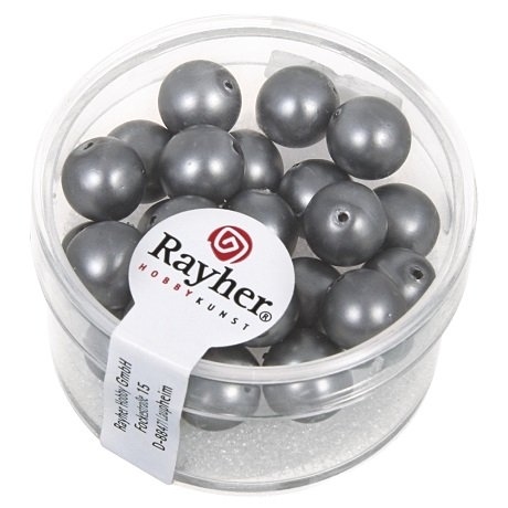 Perles en verre Renaissance. Opales 8 mm. boîte 25 pces gris acier