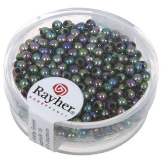 Perles de cire, 3 mm ø noir irise