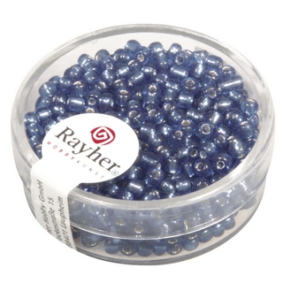 Rocailles,2,6 mm ø,av,garniture d'argent bleu clair