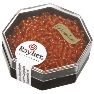 Premium-rocailles, 2,2 mm ø garniture d'argent orange capri, boîte 8 g