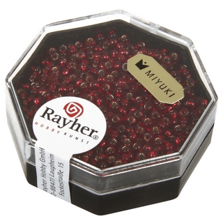 Premium-rocailles, 2,2 mm ø garniture d'argent rouge classique, boîte 8 g