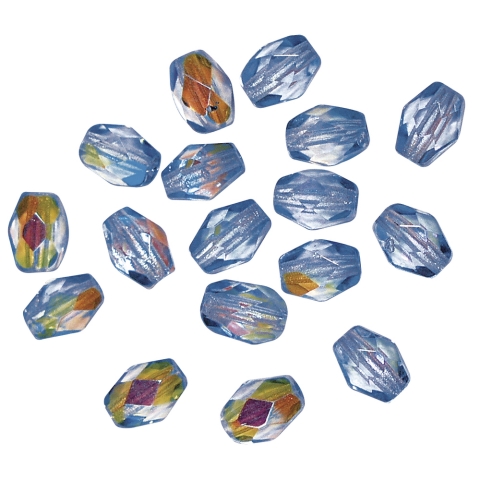 Perles transparentes en verre depolis Olive 6x4 mm, irisees cristal de roche