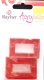Acrybello 5.5X3.5cm. blister 3 pieces. rectangles, plastique, rouge