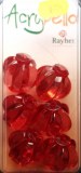 Acrybello 2.5 cm. blister 6 pieces. grosses perles a  rainure, plastique, rouge