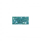 Perles transparentes en verre depolis 6 mm a¸, irisees, boite 50 pces emeraude