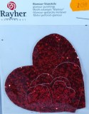 Coeur en tissu Glamour, 3-9 cm, sct.-LS 6 pces, rouge