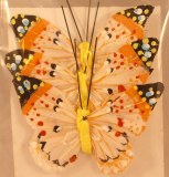 Papillon en plumes, 6 cm, sct.-LS 3 pces, jaune clair