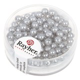 Perles en verre "Renaissance". 4 mm ø boîte 85 pces gris argente