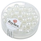 Perles en verre "Renaissance". 6 mm ø boîte 45 pces blanc neige