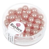 Perles en verre "Renaissance". 6 mm ø boîte 45 pces rose coquille