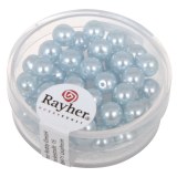 Perles en verre "Renaissance". 6 mm ø boîte 45 pces bleu clair