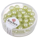 Perles en verre "Renaissance". 6 mm ø boîte 45 pces vert tilleul