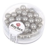Perles en verre "Renaissance". 6 mm ø boîte 45 pces gris argente