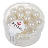 Perles en verre "Renaissance". 8 mm ø boîte 25 pces blanc