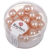 Perles en verre "Renaissance". 8 mm ø boîte 25 pces rose coquille