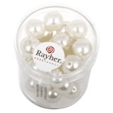 Perles en verre "Renaissance". 10 mm ø boîte 35 pces blanc