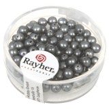 Perles en verre Renaissance. opales 4 mm. boite 85 pces gris acier