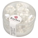 Perles en verre-Cube 8x9 mm. boite 18 pieces blanc neige