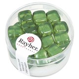 Perles en verre-Cube 8x9 mm. boite 18 pieces vert mai