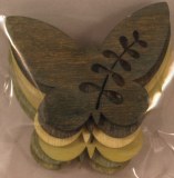 Miniat.en bois: Papillon, coupe au laser, 4,5 cm, 3 couleurs, sct.-LS 6 pces, Teintes vertes