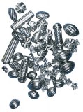 Perles metalliques en plastique, carte-LS 50 pces, argent ancien
