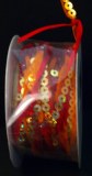 Melange de rubans avec perles + paillett, 7 mm, rouleau 3 m, orange et rouge