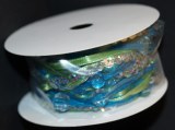 Melange de rubans avec perles + paillett, 7 mm, rouleau 3 m, turquoise et vert