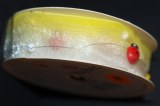 Ruban organdi avec coccinelles, 25 mm, rouleau 2 m, jaune