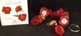 Kit bijoux Flora bella, 1 bague + 2 boucles doreilles, 2,5 cm, rouge