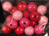 Perles en bois, polies, 14 mm a¸, sct.-LS 18 pces, teinte rose fonce