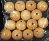 Perles en bois, polies, 16 mm a¸, sct.-LS 15 pces, nature