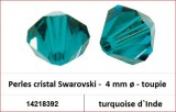 Perles cristal Swarovski -  4 mm a¸ - toupie - turquoise d`Inde 