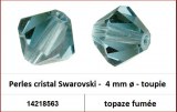 Perles cristal Swarovski -  4 mm a¸ - toupie - topaze fumee 