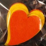 Coeurs en feutrine, 6+8 cm, 2 couleurs, sct.-LS 4 pces, jaune/orange
